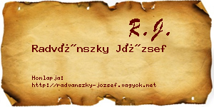 Radvánszky József névjegykártya